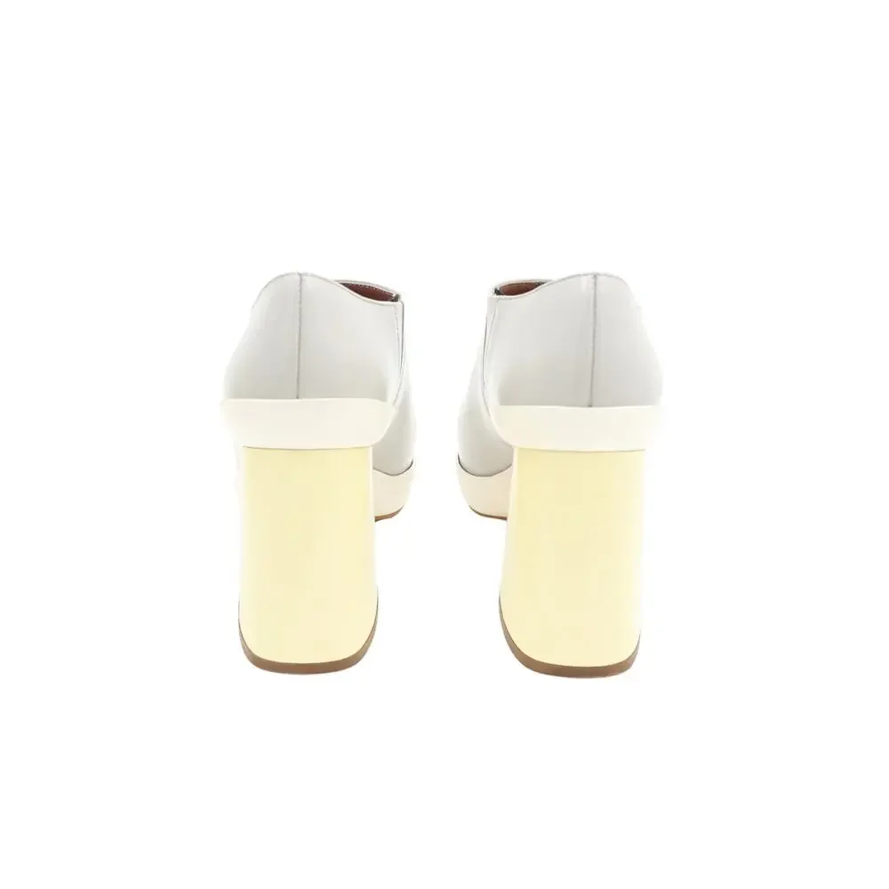 Marni Spring 2017 Color-Block Grey Leather Pointed Pump, Yellow Block Heel